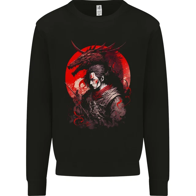 Japanese Dragon Warrior Samurai Ronin Mens Sweatshirt Jumper