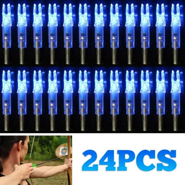 24PCS Blue LED Lighted Shooting Nocks Archery Arrows Arrow Nock Tail 6.2mm US