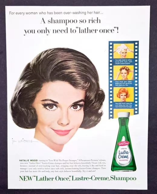 Vintage Natalie Wood shampoo ad original 1963 Lustre Creme advertisement