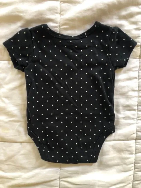 Carter’s Baby Girl Black Polka Dot Short Sleeved Bodysuit Size 3 Months