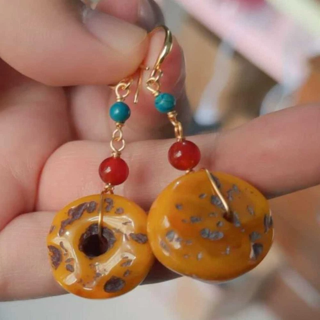 Sterling Silver (925) REAL AMBER Acorn Drop Ladies Earrings Aquaculture Women