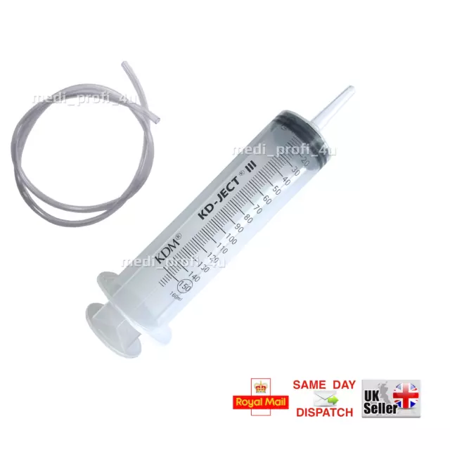 LARGE BIG HUGE 160 ml SYRINGE + 1x0.5m TUBE OIL GLUE GARDEN GARAGE GEARBOX BRAKE 3