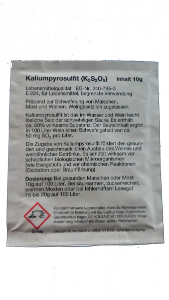Schwefelpulver Kaliumpyrosulfit 10x 10Gr