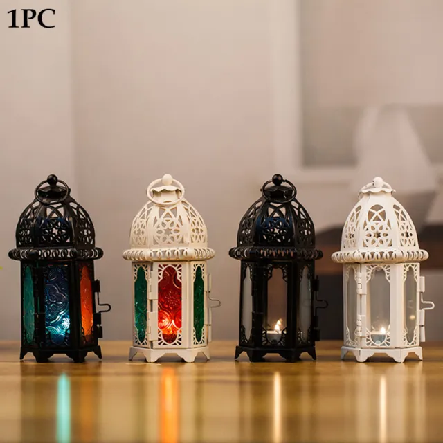 Moroccan Style Hanging Glass Lantern Tea Light Candle Holder Home Decor Vintage