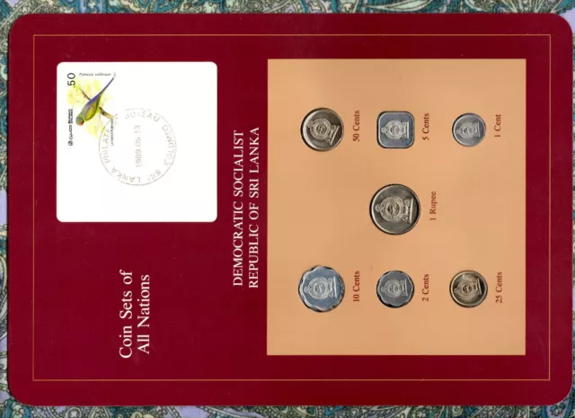 Coin Sets of All Nations Sri Lanka w/card UNC 1978-1988 5 & 10 cents 1988