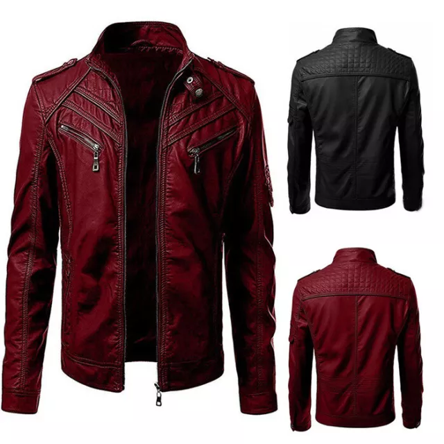 New Men's Genuine Slim Fit Biker Lambskin Leather Jacket Black Motorcycle Jacket