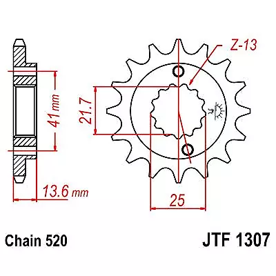 JT SPROCKETS Pignon avec caoutchouc 1307 de acero con 15 dientes