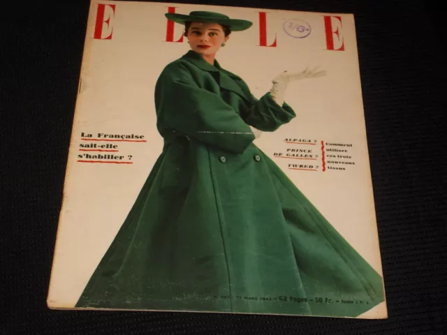 1953 March 23 Elle Magazine - French Text Vintage Fashion Issue - L 15959