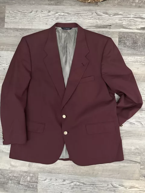 Vintage Burberrys Mens Blazer Sport Coat Casual Jacket 44 Burgundy