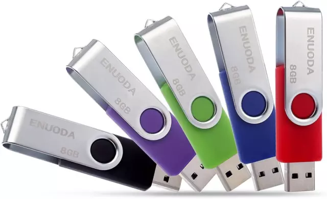Lot De 5 Clé USB 8 Go ENUODA USB 2.0 Flash Drive Stockage Rotation Disque Mémoir