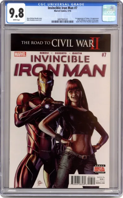 Invincible Iron Man #7A Deodato CGC 9.8 2016 3897597020 1st cameo Riri Williams
