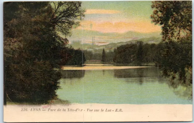 Postcard - Parc de la Tête d'Or, View of the Lake - Lyon, France