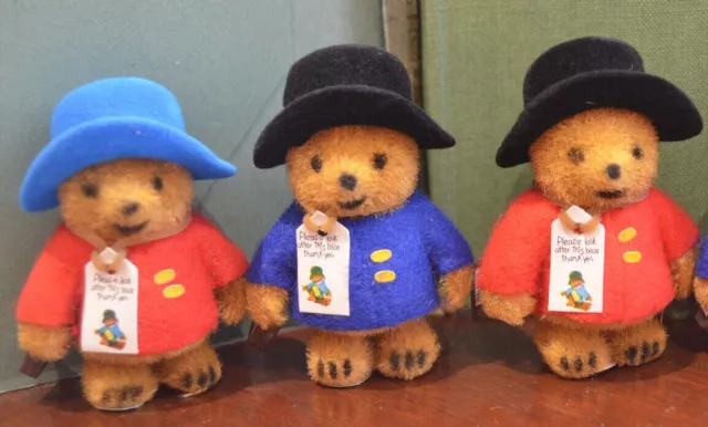 Vintage HCF NEW OLD STOCK flock Paddington Bear Hong Kong 1970s. 7cms high RARE!
