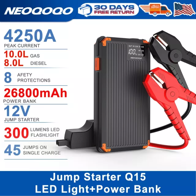 NEOQOQO 26800mAh 4250A Auto Starthilfe Jump Starter Ladegerät Booster Powerbank