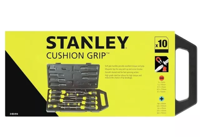 Stanley STA265014 Cushion Grip Screwdriver Set Flared / Pozi 10 Piece Set