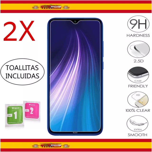 2x PROTECTOR PANTALLA CRISTAL TEMPLADO XIAOMI REDMI NOTE 8 PRO PROTECTORES >2uds