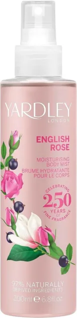 Yardley London Englischer Rosenkörpernebel 200ml | 3er Pack | Geschenkartikel | Verkaufsartikel