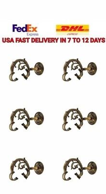 RETRO Antique Brass Heavy Curtain Supports Curtain Holder for 1 Inch Rod - 6 Pcs