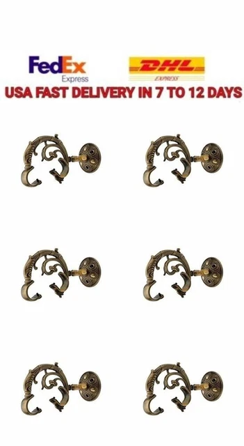 RETRO Antique Brass Heavy Curtain Supports Curtain Holder for 1 Inch Rod - 6 Pcs