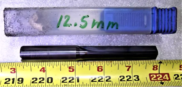 KENNAMETAL 12.5mm Dia X 4-3/4" OAL Coolant Thru Straight Flute Carbide Drill Bit