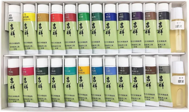 Kissho Painting For Japanese painting Tube Watercolor Paints Set of 24 Colors