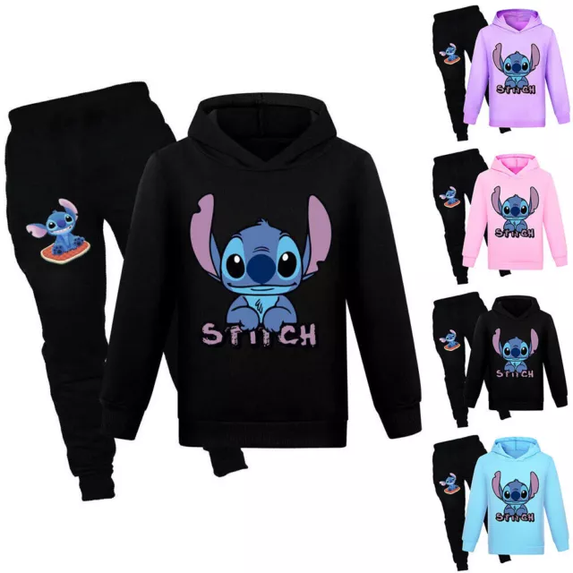 Kids Boys Girls Lilo and Stitch Print Hoodies Tops Jogger Pants Set Tracksuit