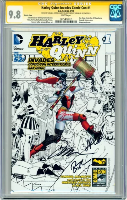 CGC SS 9.8 Harley Quinn Invades SDCC #1 SIGNED Amanda Conner Bruce Timm Jim Lee