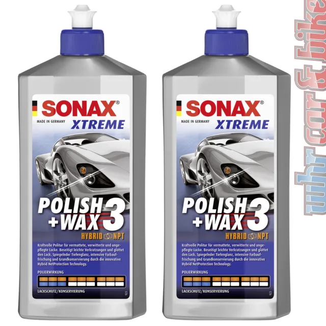 2x Sonax XTREME Polish+Wax 3 ibrido NPT 500 ml lucidante, cera antigraffio