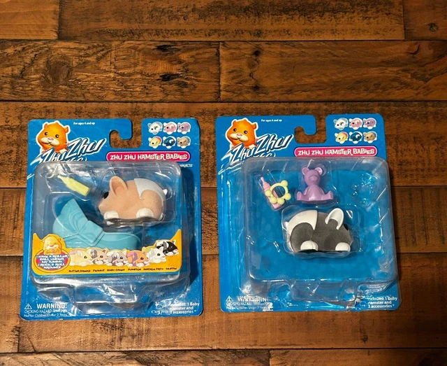 Lot Of 2 ZHU ZHU Pets HAMSTER BABIES MUFFIN Accessories 2008 New Patches Winkie
