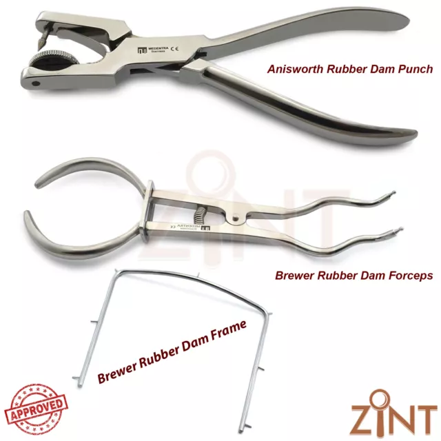 Endodontic Rubber Dam Instruments Anisworth Punch Brewer Frame Forceps Tools Kit