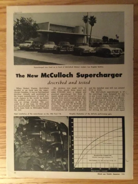 ENG160 Article Road Test Engine The New McCulloch Supercharger Dec 1953 2 page