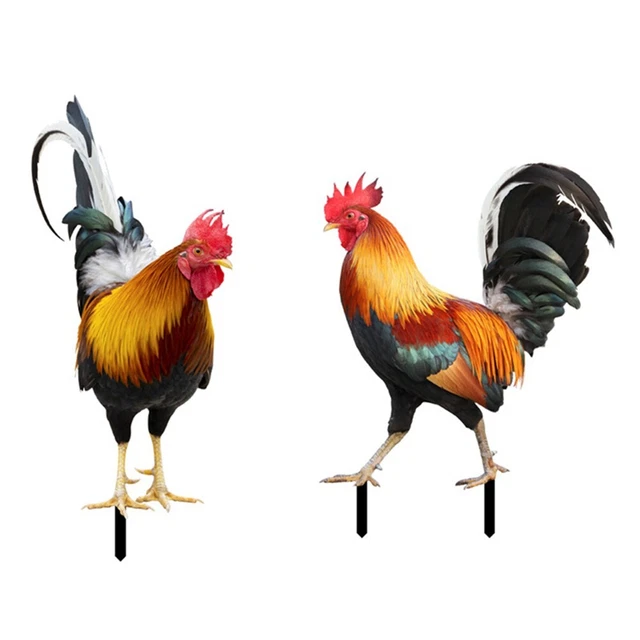 Yard Art Decor Sculptures Chicken Decorations Rooster Statues Garden Ornaments