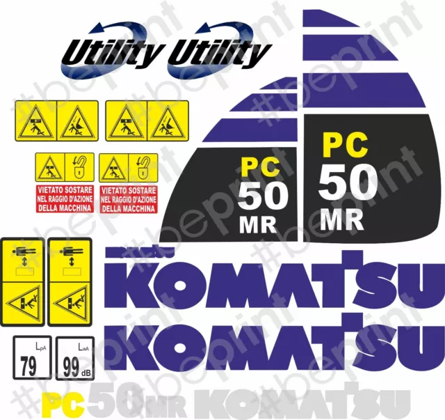 Komatsu PC50MR  Decalcomania Kit Mini Escavatore Adesivo