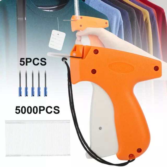 Clothes Garment Tagging Gun Price Label Machine w/ 5000 Pins 2" Barbs 5 Needles
