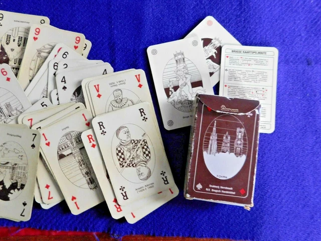 rare jeu  de 54 cartes monuments personnages bruges dessinateur fohan