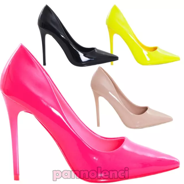 Chaussures pour Femmes Escarpins Éscarpins Hauts Talons Pointe Vernis Poli Neuf