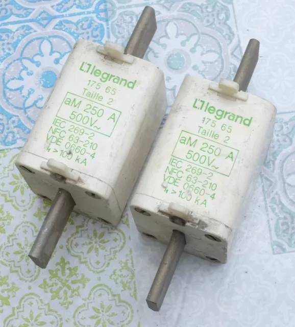 2x Legrand 0 175 65 017565 Cartouche à couteau 250A aM taille 2 500V Lot de 2