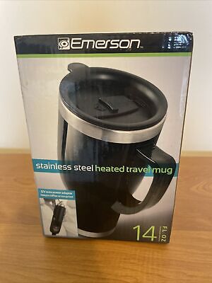 Heated Stainless Steel Travel Portable Coffee Tea Beverage Mug w 12v Car Charger