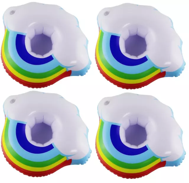 4x Inflatable Rainbow Drink Holders Cup Float Hot Tub Swimming Pool Party Bath