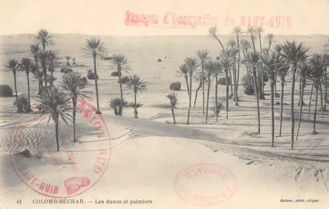 CPA ALGERIE  COLOMB BECHAR LES DUNES ET PALMIERS (affranchissement militaire