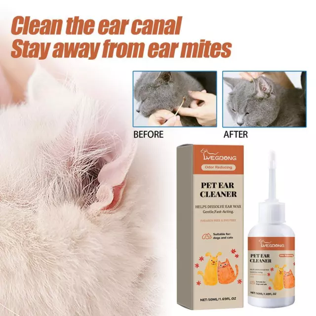 50ML Pet Ear Drops Clean Deodorize Relieve Itching Dogs Cats Ear Cleaner Supply