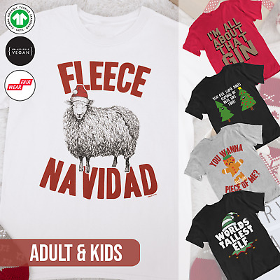 T-shirt uomo donna bambini DIVERTENTI Natale COTONE BIOLOGICO Set regalo Babbo Natale famiglia
