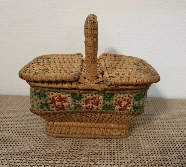 Petit Panier Ancien En Osier – Jouet Dinette Pour Poupée, Vannerie Miniature