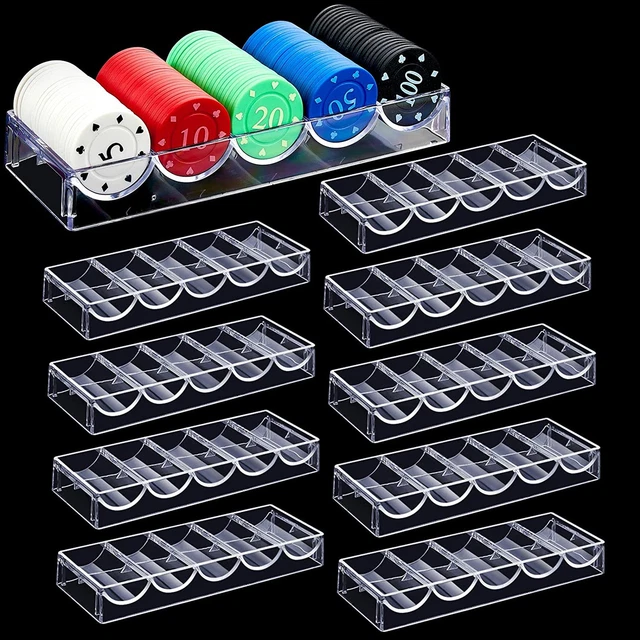 10 Pieces Poker Chip Trays Acrylic Poker Chip Rack Poker Chip Holder Poker Chip