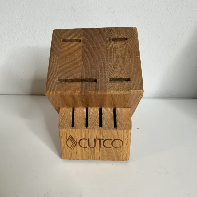 Cutco Steak Table Knife Storage Block 8 Slots Honey Oak - Made In USA *Flaw*