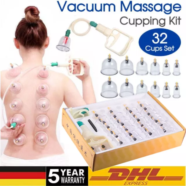 ABC Schröpfen Set mit Pumpe 32 Schröpfgläser Schröpfset Vakuum Massage cupping