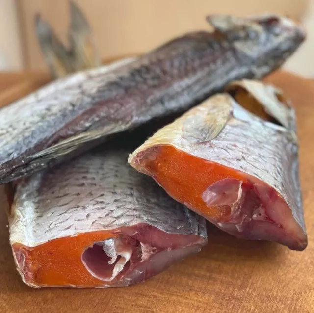 Stockfish Dried fish with caviar.  2.2 lbs or 1kg Taranka fish. Vacuum packaging