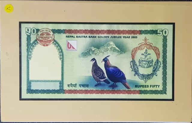 NEPAL GOLDEN JUBILEE ANNIVERSARY 50 Rupee Commemorative Note(+FREE1 note)#17465 2