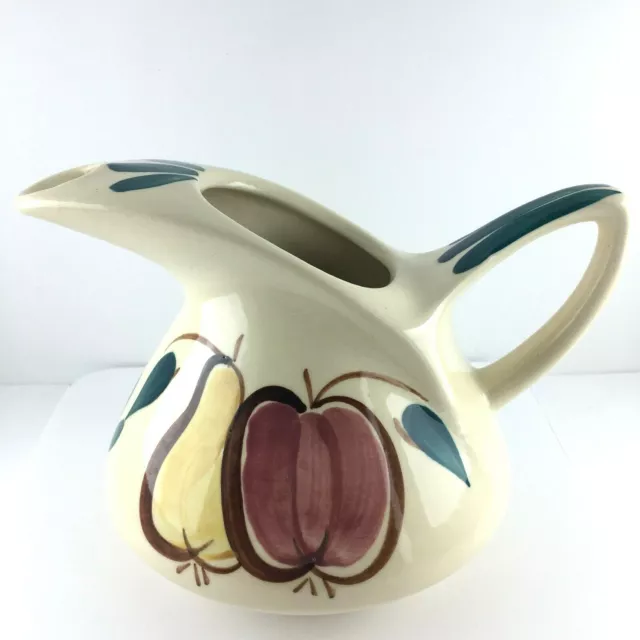 Vintage Puritan Pottery Apple Pear Pitcher Jug Fruit Pattern Kitschy MCM