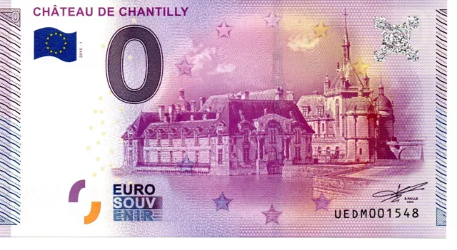 Billet Touristique Euro Souvenir - 0 Euro - Chateau De Chantilly 2015-1